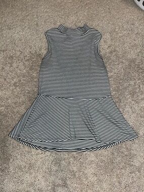 I.N. San Francisco Black & White Striped Sleeveless Peplum Shell